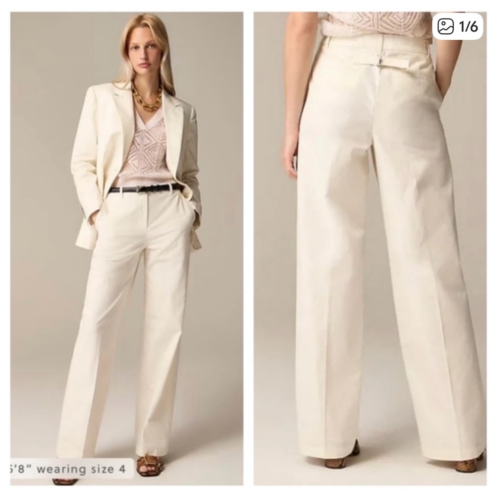 J. Crew Cream Wide-Leg Trousers